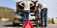 Hazard Sign For Couple with Car Trouble