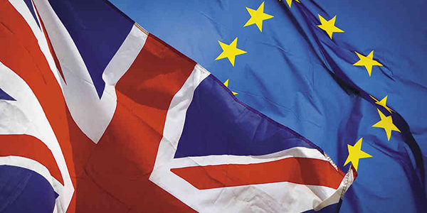 Flags of Great Britain and European Union