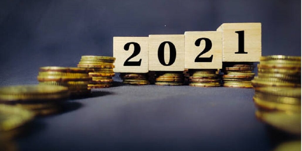 2021 number of new year written on wooden blocks concept. Stock photo.